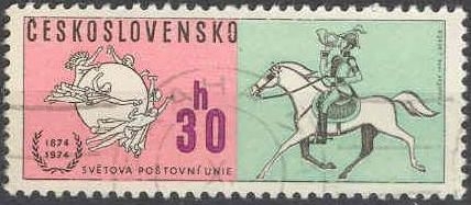 Checoslovaquia 1974 Yvert 1962 Sello * UPU Emblema y Postilion 30h Matasello de favor Preobliterado Ceskolovensko Czechoslovakia Tchecoslovaquie